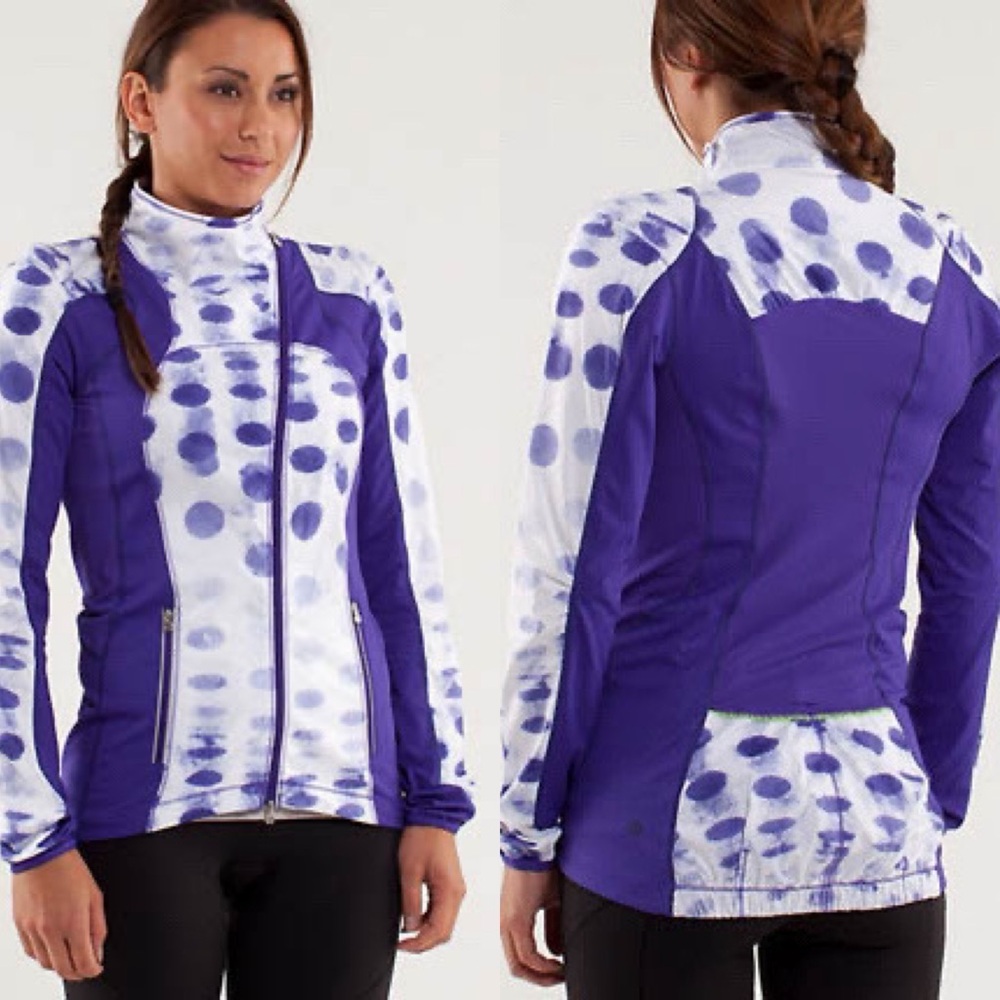 Lululemon Presta Packable Polka Dot Purple & White Jacket Size 10 NWOT